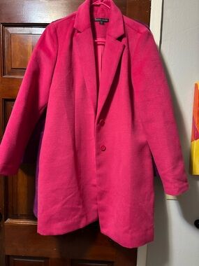 Boston Proper Hot Pink Wool-Blend Blazer Coat